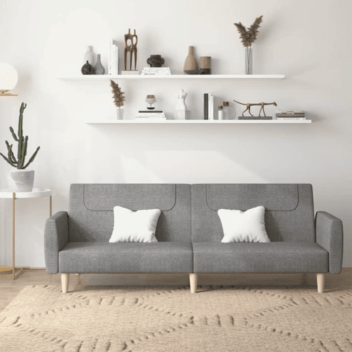 Sofá-cama, Sofá conversível de 2 lugares tecido cinzento-claro