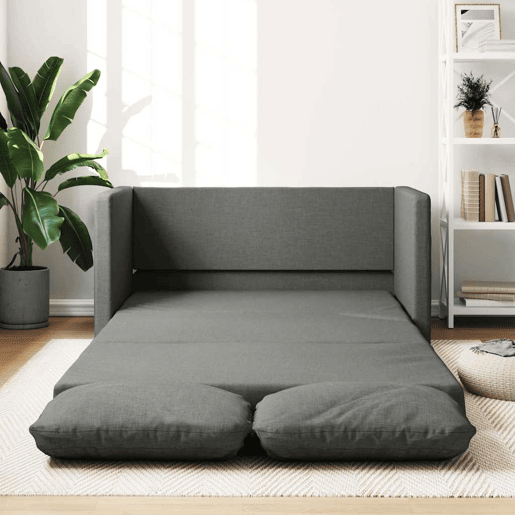 Sofá-cama, Sofá conversível sem pés 112x174x55 cm tecido cinzento-escuro