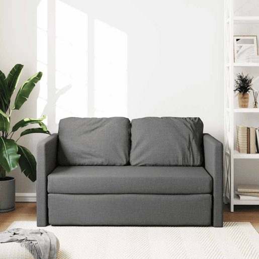 Sofá-cama, Sofá conversível sem pés 112x174x55 cm tecido cinzento-escuro