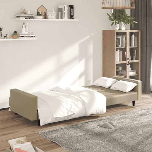 Sofá-cama, Sofá conversível de 2 lugares couro artificial cappuccino