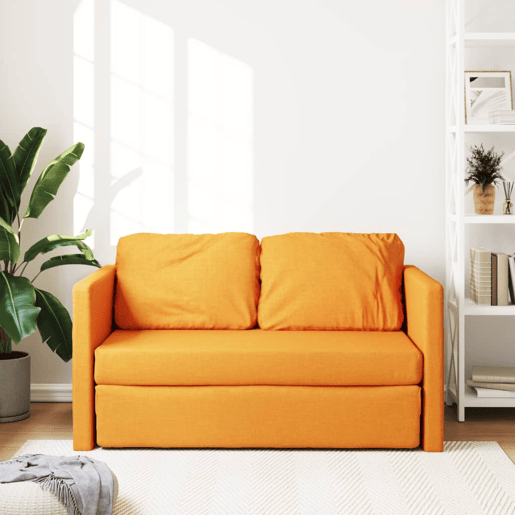 Sofá-cama, Sofá conversível sem pés 112x174x55 cm tecido amarelo-escuro