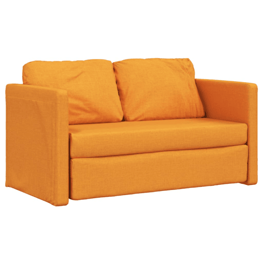 Sofá-cama, Sofá conversível sem pés 112x174x55 cm tecido amarelo-escuro