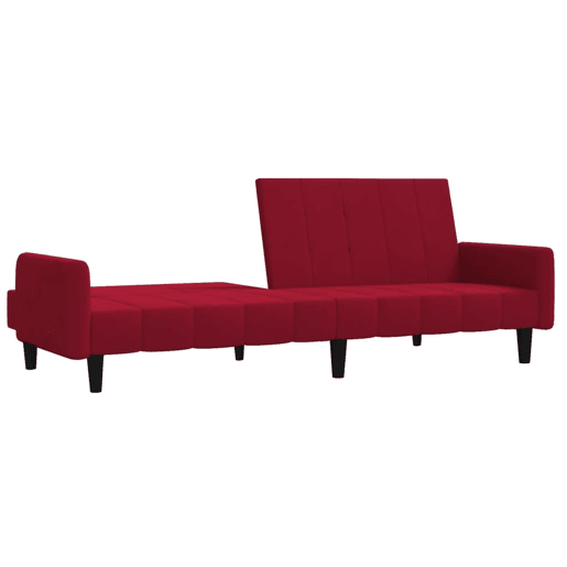 Sofá-cama, Sofá conversível de 2 lugares veludo vermelho tinto