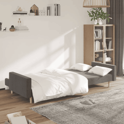 Sofá-cama, Sofá conversível de 2 lugares tecido cinzento-claro Sofá-cama, Sofá conversível de 2 lugares tecido cinzento-claro