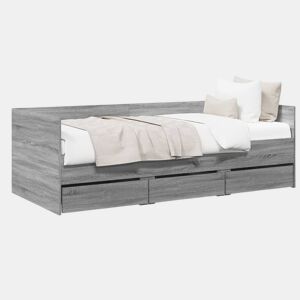 Sofá-cama, Sofá conversível com gavetas sem colchão 90x200 cm cinzento sonoma