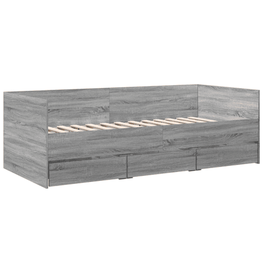 Sofá-cama, Sofá conversível com gavetas sem colchão 90x200 cm cinzento sonoma