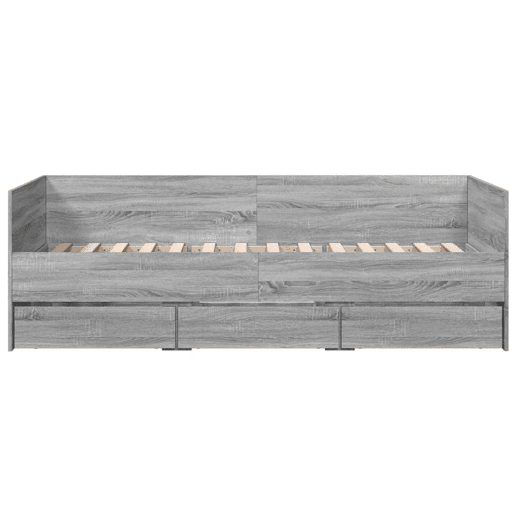 Sofá-cama, Sofá conversível com gavetas sem colchão 90x200 cm cinzento sonoma