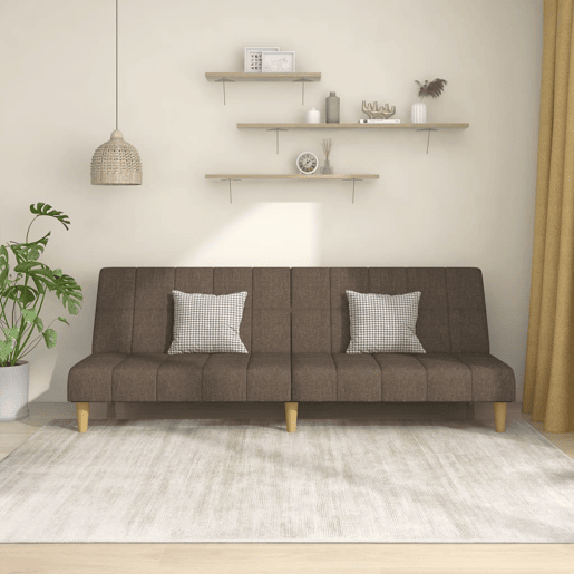 Sofá-cama, Sofá conversível de 2 lugares tecido cinzento-acastanhado
