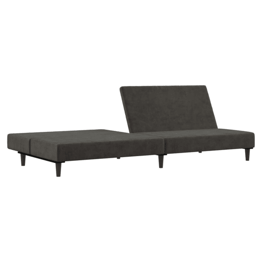 Sofá-cama, Sofá conversível de 2 lugares veludo cinzento-escuro