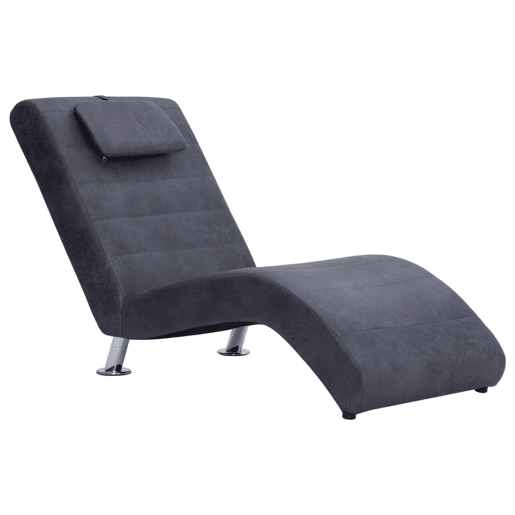 vidaXL Chaise longue com almofada camurça artificial cinzento vidaXL Chaise longue com almofada camurça artificial cinzento