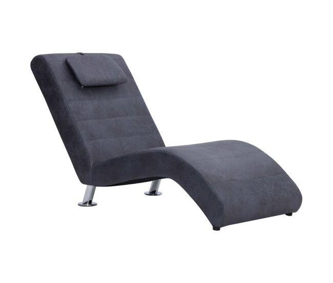 Vidaxl diván con almohada de piel de ante artificial gris