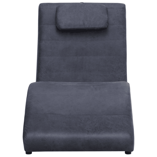 vidaXL Chaise longue com almofada camurça artificial cinzento vidaXL Chaise longue com almofada camurça artificial cinzento