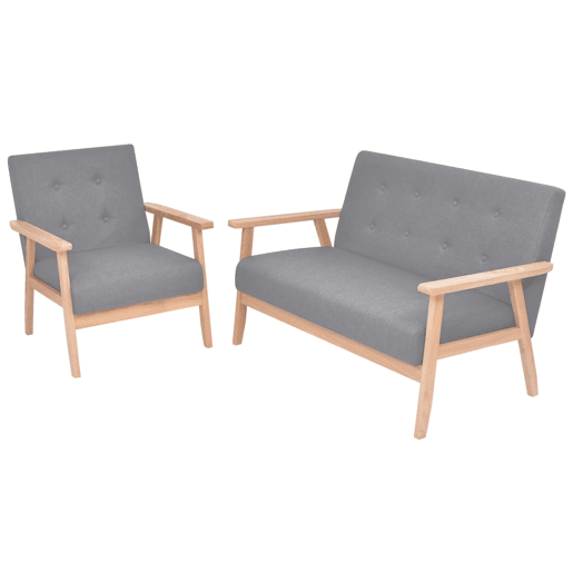 vidaXL Conjunto de sofás 2 pcs tecido cinzento claro vidaXL Conjunto de sofás 2 pcs tecido cinzento claro