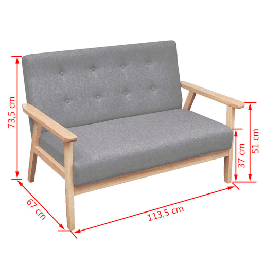 vidaXL Conjunto de sofás 2 pcs tecido cinzento claro vidaXL Conjunto de sofás 2 pcs tecido cinzento claro