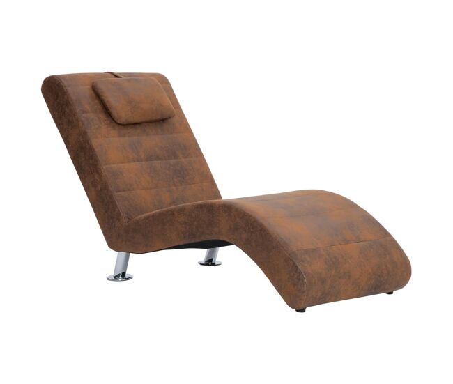 Vidaxl diván con almohada de piel de ante artificial marrón