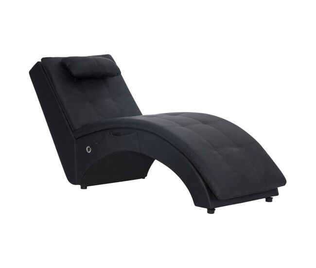 Vidaxl diván de masaje con almohada de cuero sintético marrón