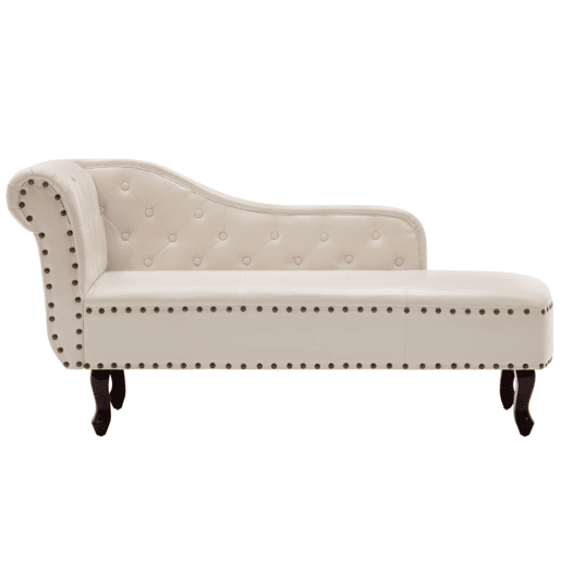 vidaXL Chaise longue couro artificial branco nata vidaXL Chaise longue couro artificial branco nata