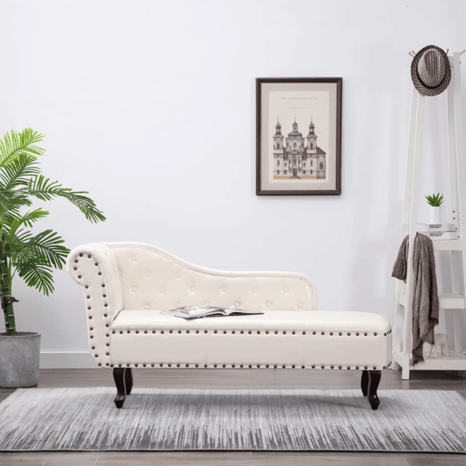 vidaXL Chaise longue couro artificial branco nata vidaXL Chaise longue couro artificial branco nata