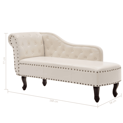 vidaXL Chaise longue couro artificial branco nata vidaXL Chaise longue couro artificial branco nata
