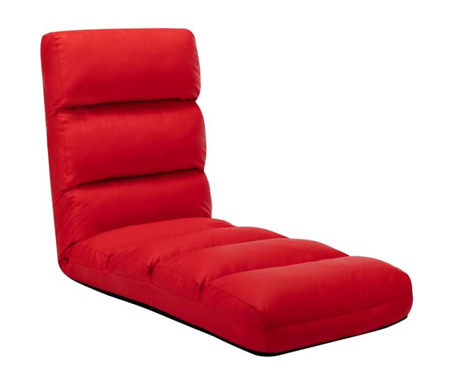 Vidaxl tumbona de suelo plegable de cuero sintético rojo