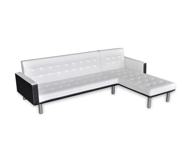 Vidaxl sofá cama en forma de l cuero sintético blanco