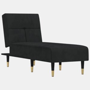 vidaXL Chaise longue veludo preto