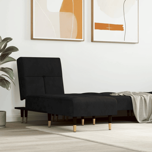 vidaXL Chaise longue veludo preto vidaXL Chaise longue veludo preto