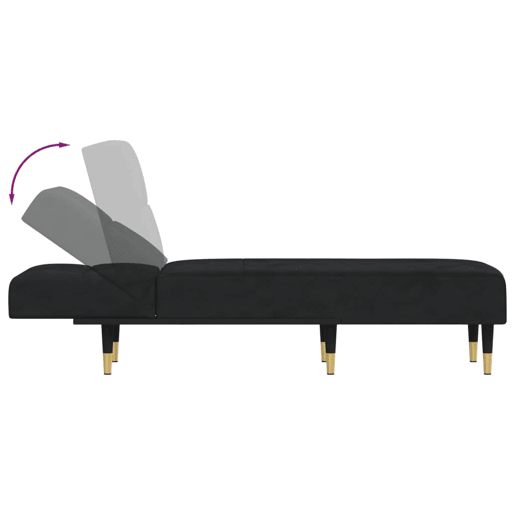 vidaXL Chaise longue veludo preto vidaXL Chaise longue veludo preto