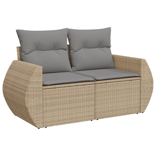 vidaXL 11 pcs conjunto sofás de jardim c almofadões vime PE bege vidaXL 11 pcs conjunto sofás de jardim c almofadões vime PE bege