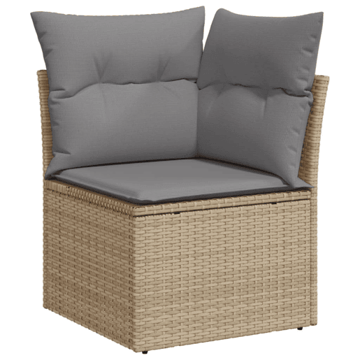 vidaXL 11 pcs conjunto sofás de jardim c almofadões vime PE bege vidaXL 11 pcs conjunto sofás de jardim c almofadões vime PE bege