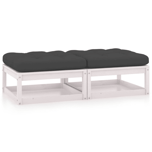 vidaXL Apoio de pés p jardim c almofadões 2 pcs pinho maciço