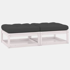 vidaXL Apoio de pés p jardim c almofadões 2 pcs pinho maciço