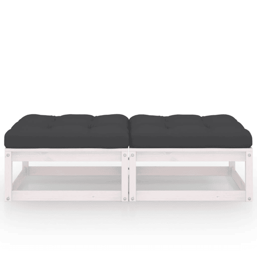 vidaXL Apoio de pés p jardim c almofadões 2 pcs pinho maciço