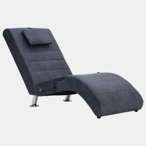 vidaXL Chaise longue de massagem c almofada camurça artif. cinzento