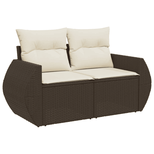 vidaXL 9 pcs conjunto sofás p jardim c almofadões vime PE castanho vidaXL 9 pcs conjunto sofás p jardim c almofadões vime PE castanho