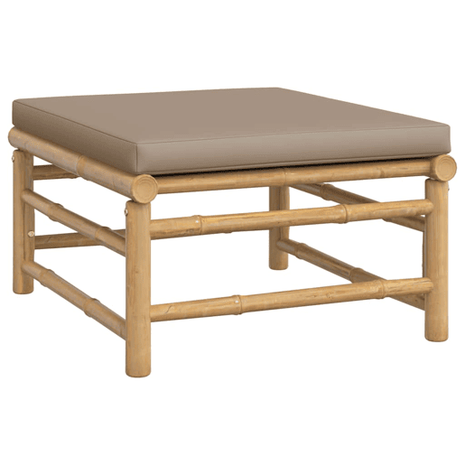 vidaXL 3 pcs conj. lounge jardim bambu almofadões cinzento-acastanhado