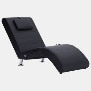 vidaXL Chaise longue de massagem c almofada couro artificial preto