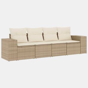 vidaXL 4 pcs conjunto de sofás para jardim c almofadões vime PE bege