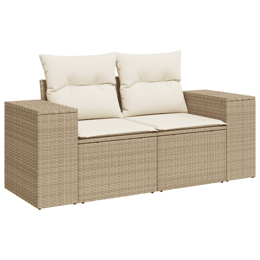 vidaXL 4 pcs conjunto de sofás para jardim c almofadões vime PE bege