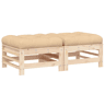 vidaXL Apoios de pés p jardim c almofadões 2 pcs pinho maciço