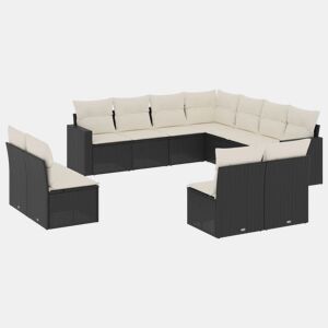 vidaXL 11 pcs conjunto sofás de jardim c almofadões vime PE preto