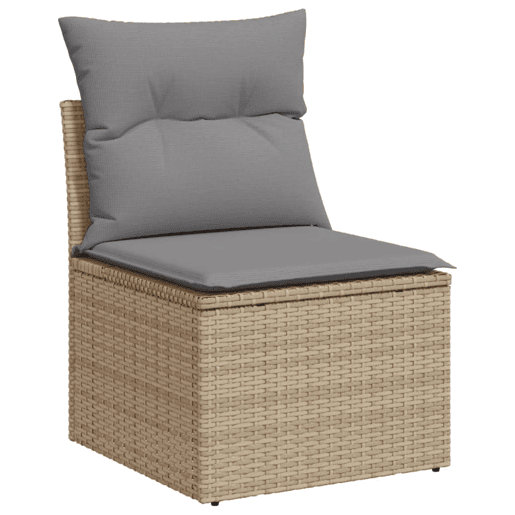 vidaXL 13 pcs conjunto de sofás p jardim com almofadões vime PE bege