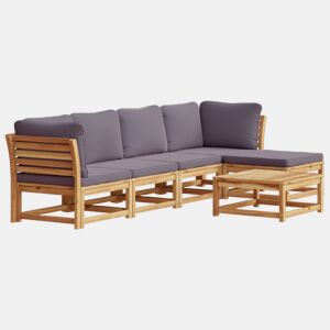 vidaXL 6 pcs conjunto lounge jardim calmofadões madeira maciça acácia
