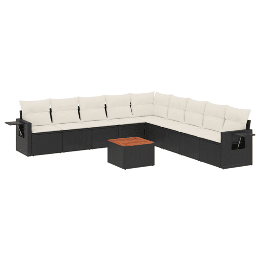 vidaXL 10 pcs conjunto sofás de jardim c almofadões vime PE preto vidaXL 10 pcs conjunto sofás de jardim c almofadões vime PE preto