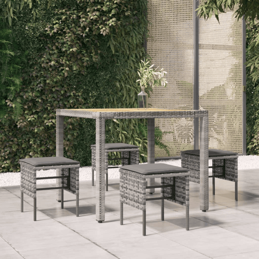 vidaXL Apoios de pés para jardim com 4 almofadões vime PE cinzento vidaXL Apoios de pés para jardim com 4 almofadões vime PE cinzento