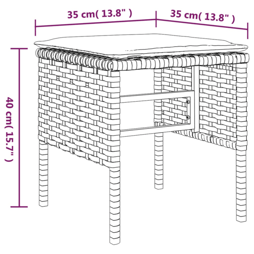 vidaXL Apoios de pés para jardim com 4 almofadões vime PE cinzento vidaXL Apoios de pés para jardim com 4 almofadões vime PE cinzento