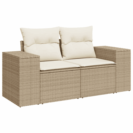 vidaXL 4 pcs conjunto de sofás para jardim c almofadões vime PE bege