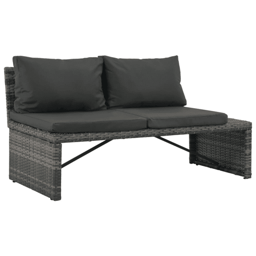 vidaXL Conjunto lounge de jardim c almofadões 3 pcs vime PE cinzento