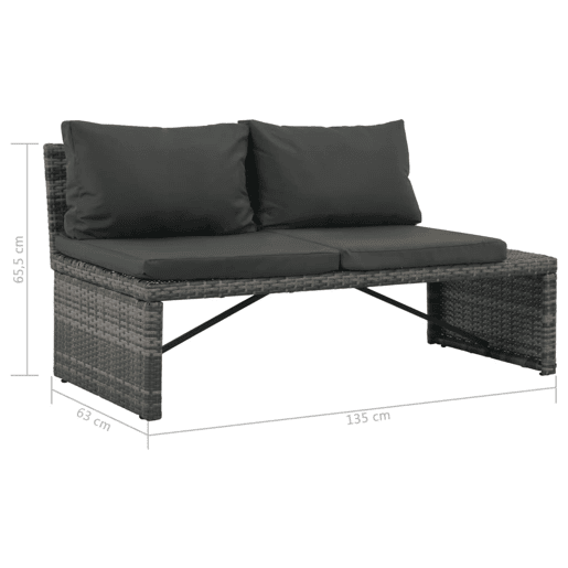 vidaXL Conjunto lounge de jardim c almofadões 3 pcs vime PE cinzento