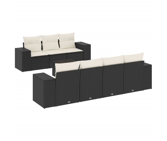 Vidaxl set de sofás de jardín 8 piezas y cojines ratán sintético negro
